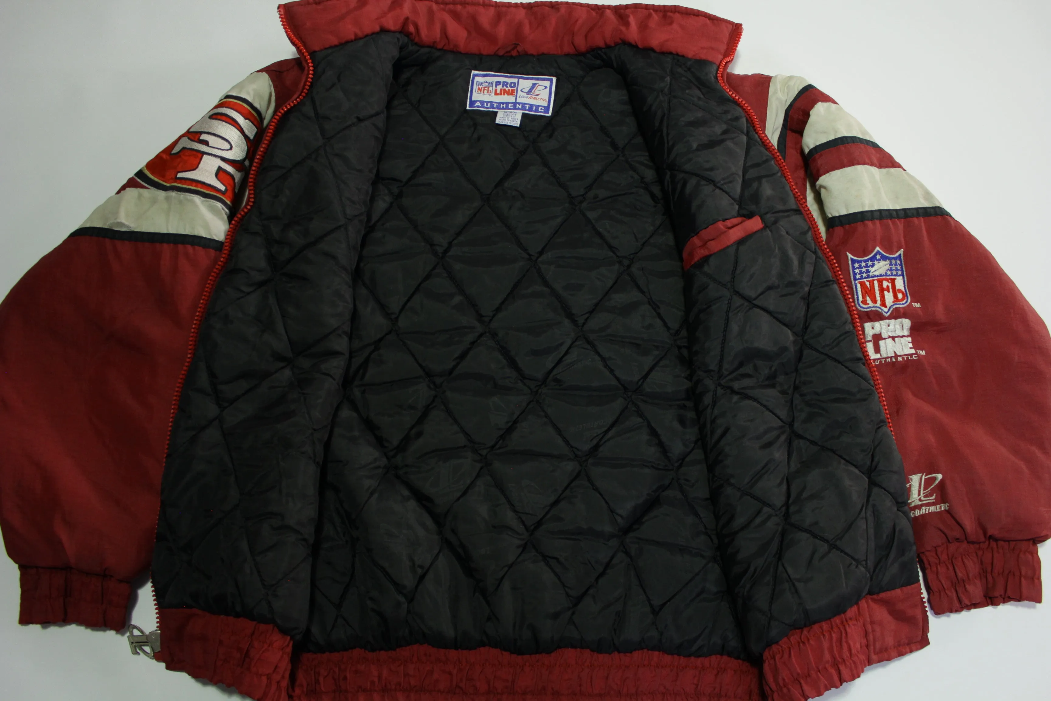 San Francisco 49ers Vintage 90's Logo Athletic Distressed Puffer Parka Jacket