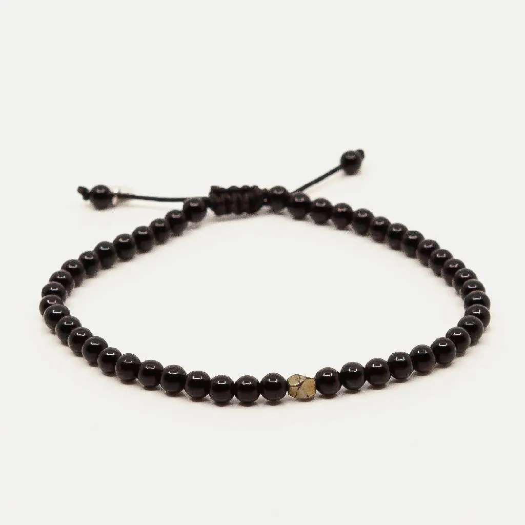 Single Super Skinny Bead with Meteorite Bracelet - Onyx