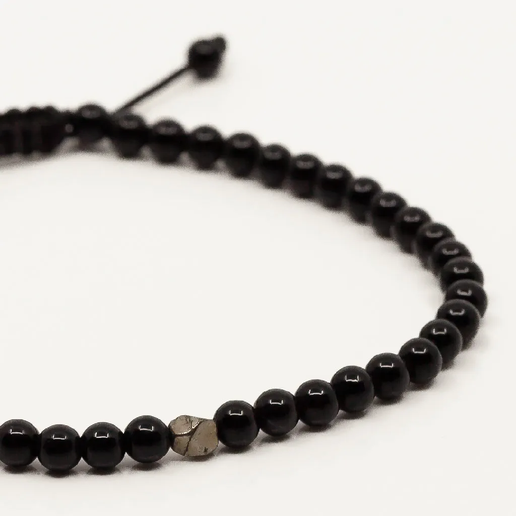 Single Super Skinny Bead with Meteorite Bracelet - Onyx