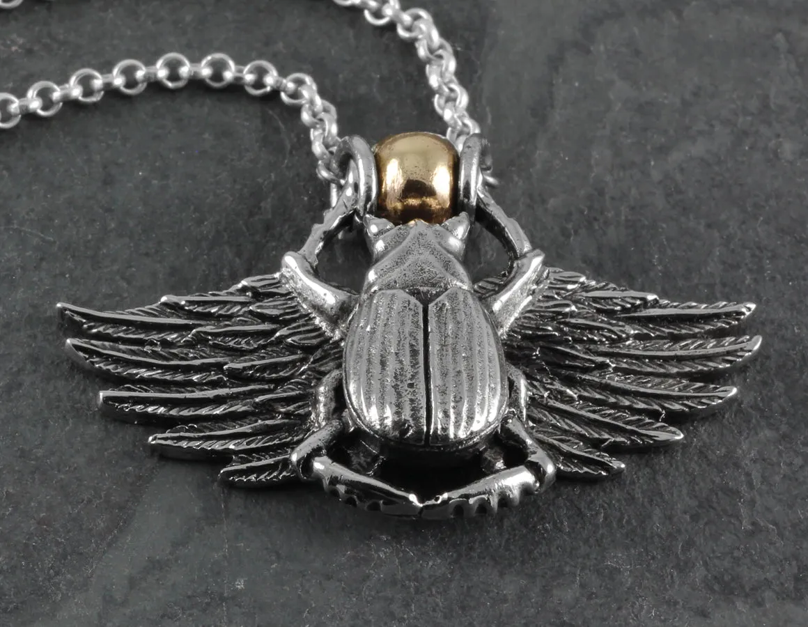 Small Scarab Necklace - Silver