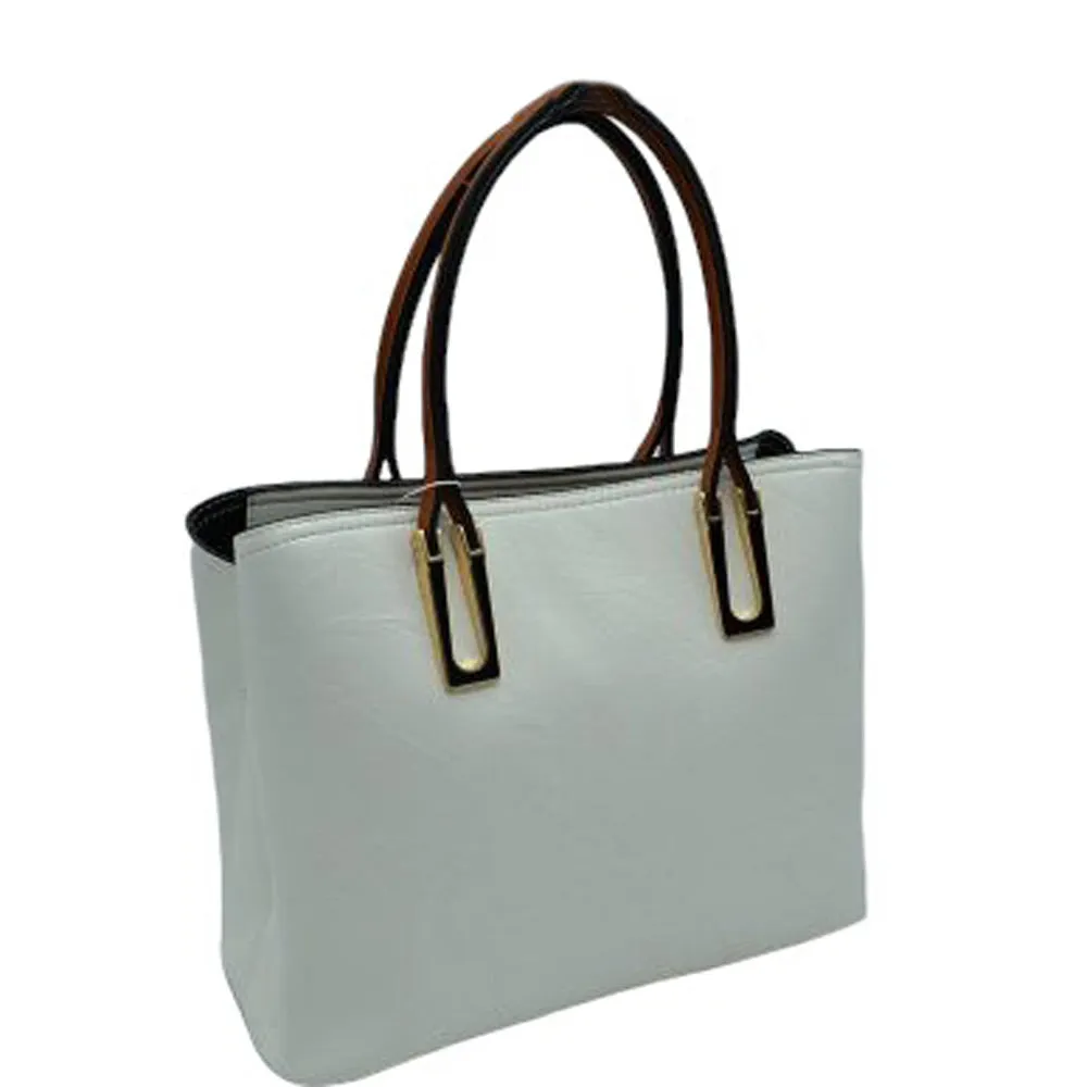 Solid Faux Leather Tote Bag Shoulder Bag