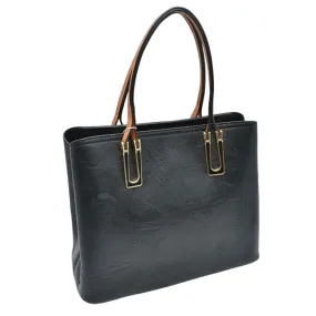 Solid Faux Leather Tote Bag Shoulder Bag