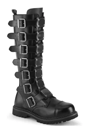 SS-RIOT-21MP Black Leather Knee Boot