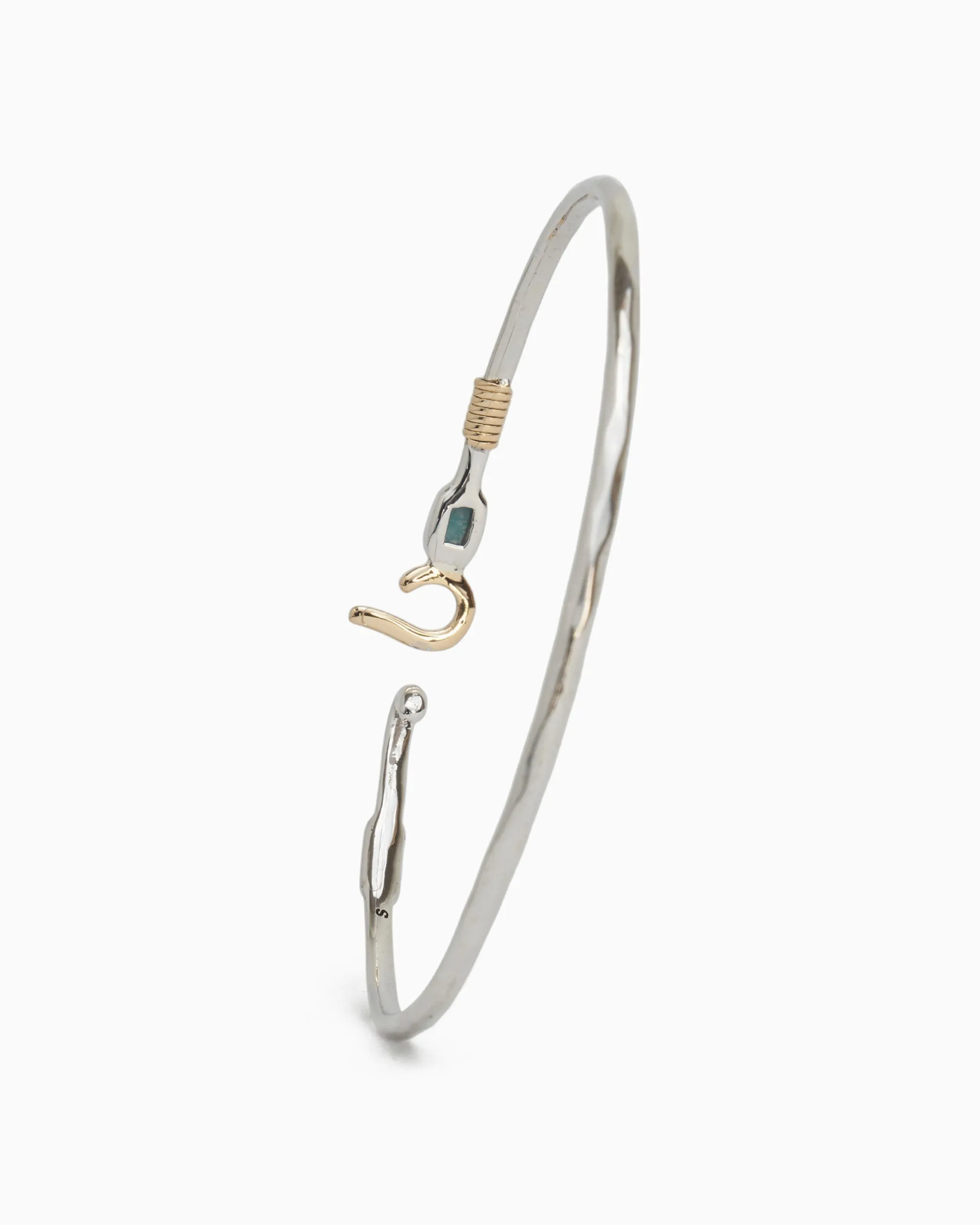 St. John Hook Bracelet with Rectangular Stone, 2mm - Larimar