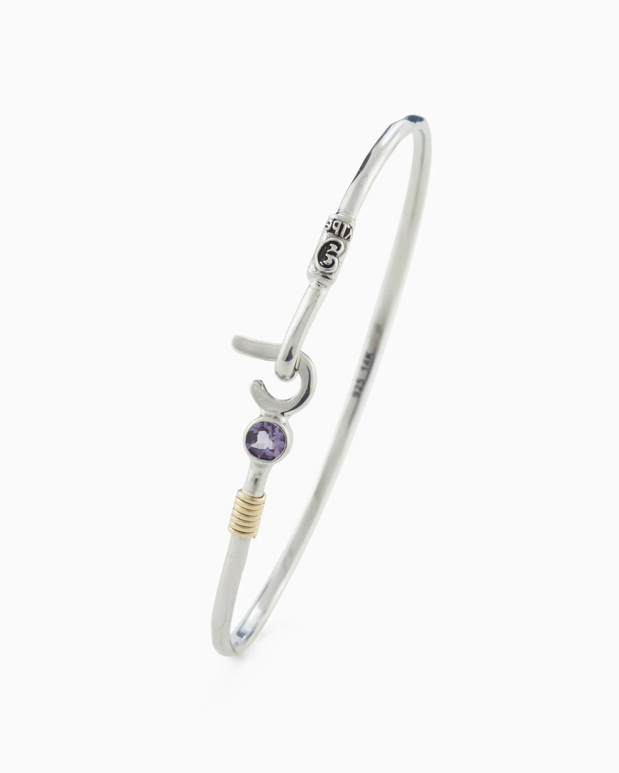 St. John Hook Bracelet with Stone, 2mm - Amethyst