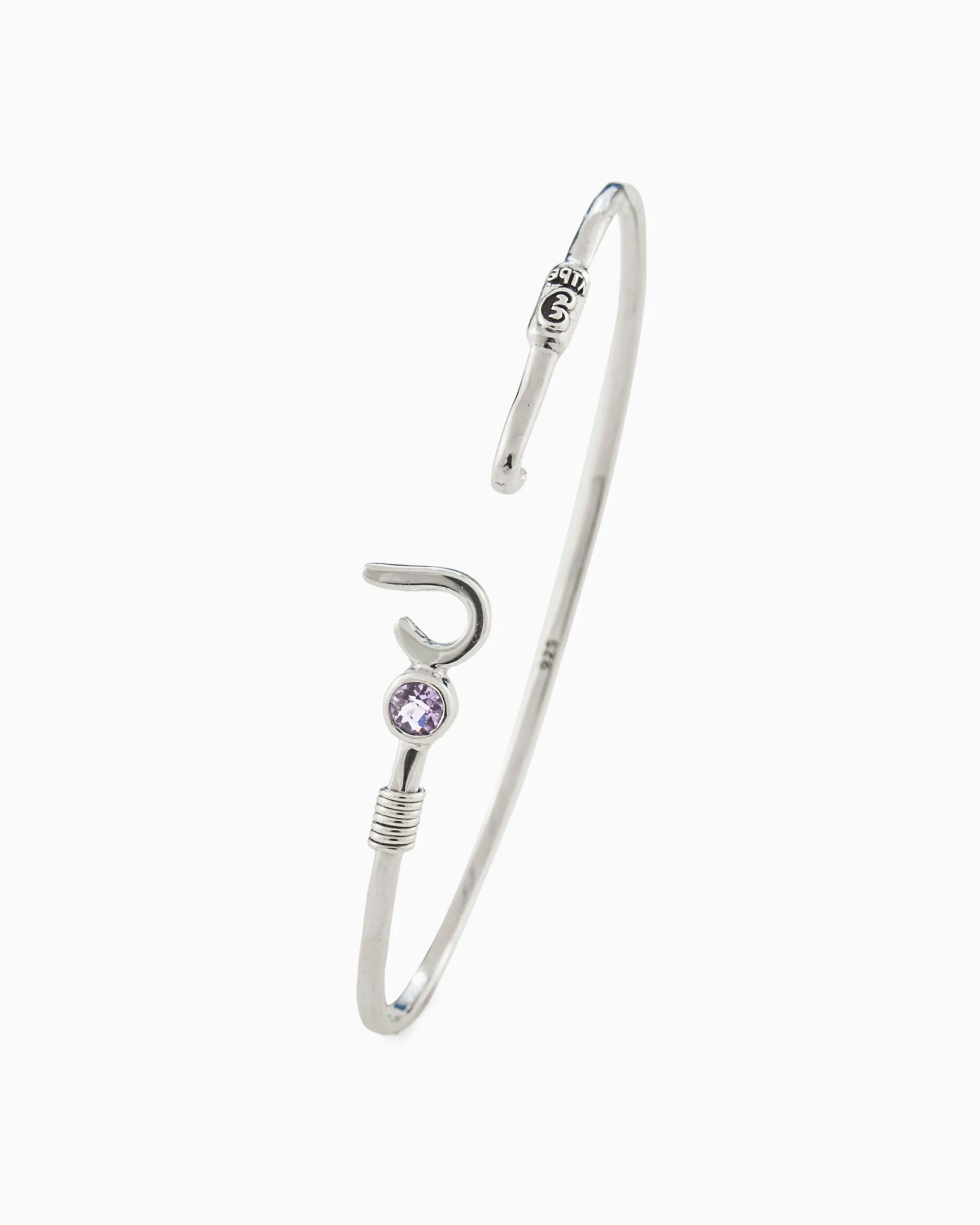 St. John Hook Bracelet with Stone, 2mm - Amethyst