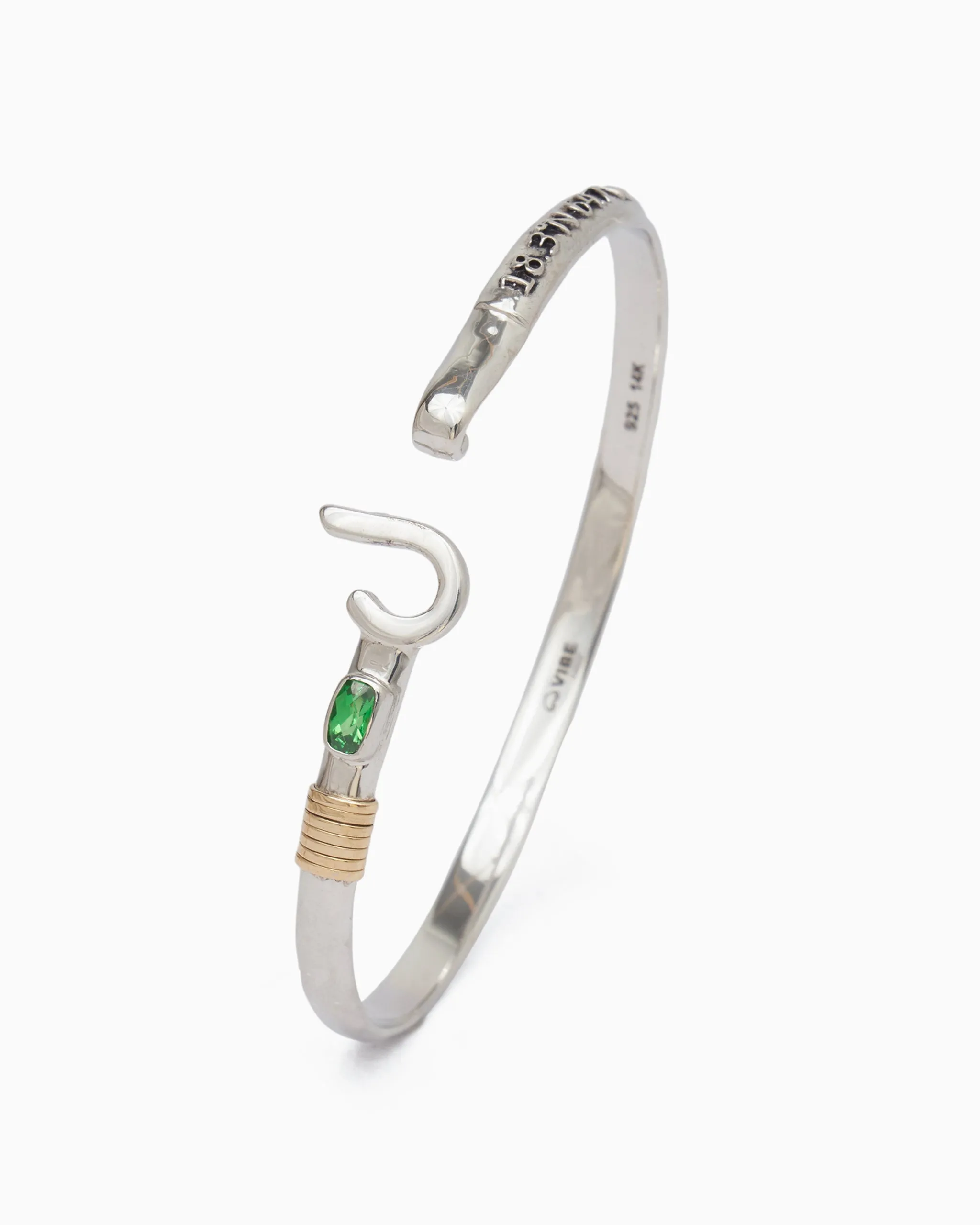 St. John Hook Bracelet with Stone & Coordinates, 4mm - Green Zircon