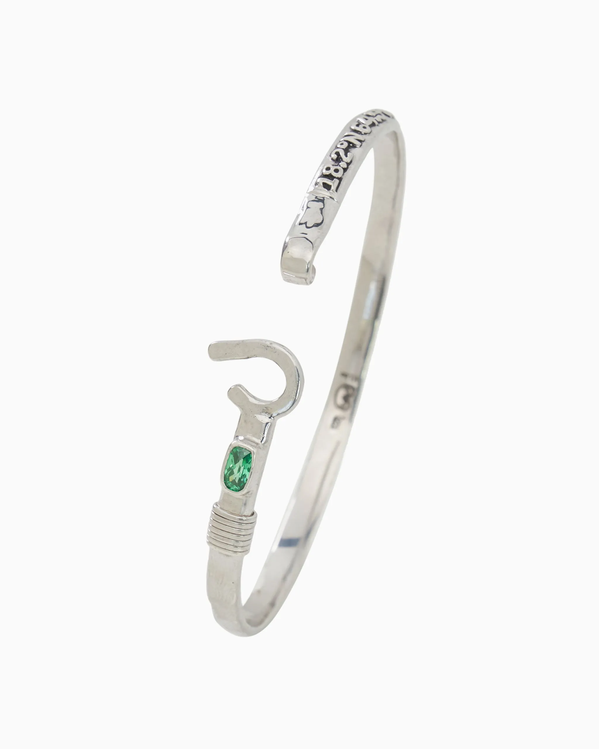 St. John Hook Bracelet with Stone & Coordinates, 4mm - Green Zircon