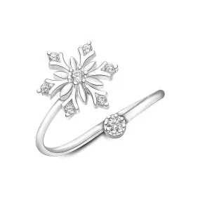 Sterling Silver Snowflake Ring Adjustable