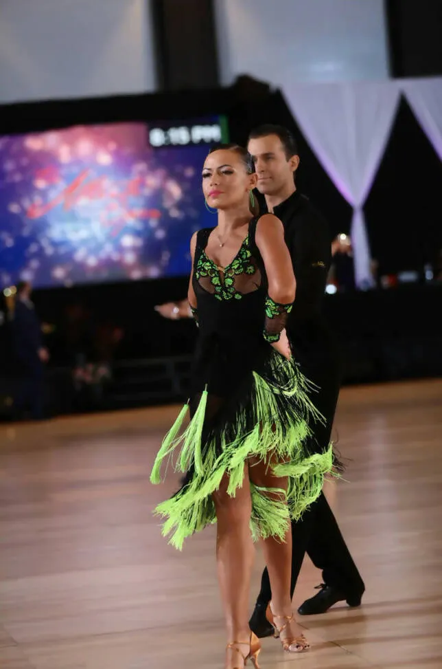 Stunning Black & Neon Green Latin Dress