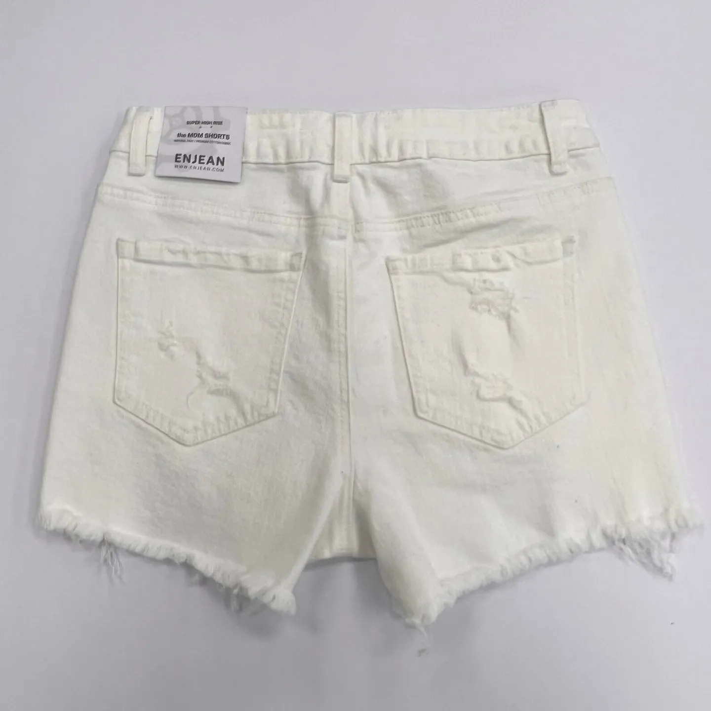 Super High Rise Destructed Mom Shorts