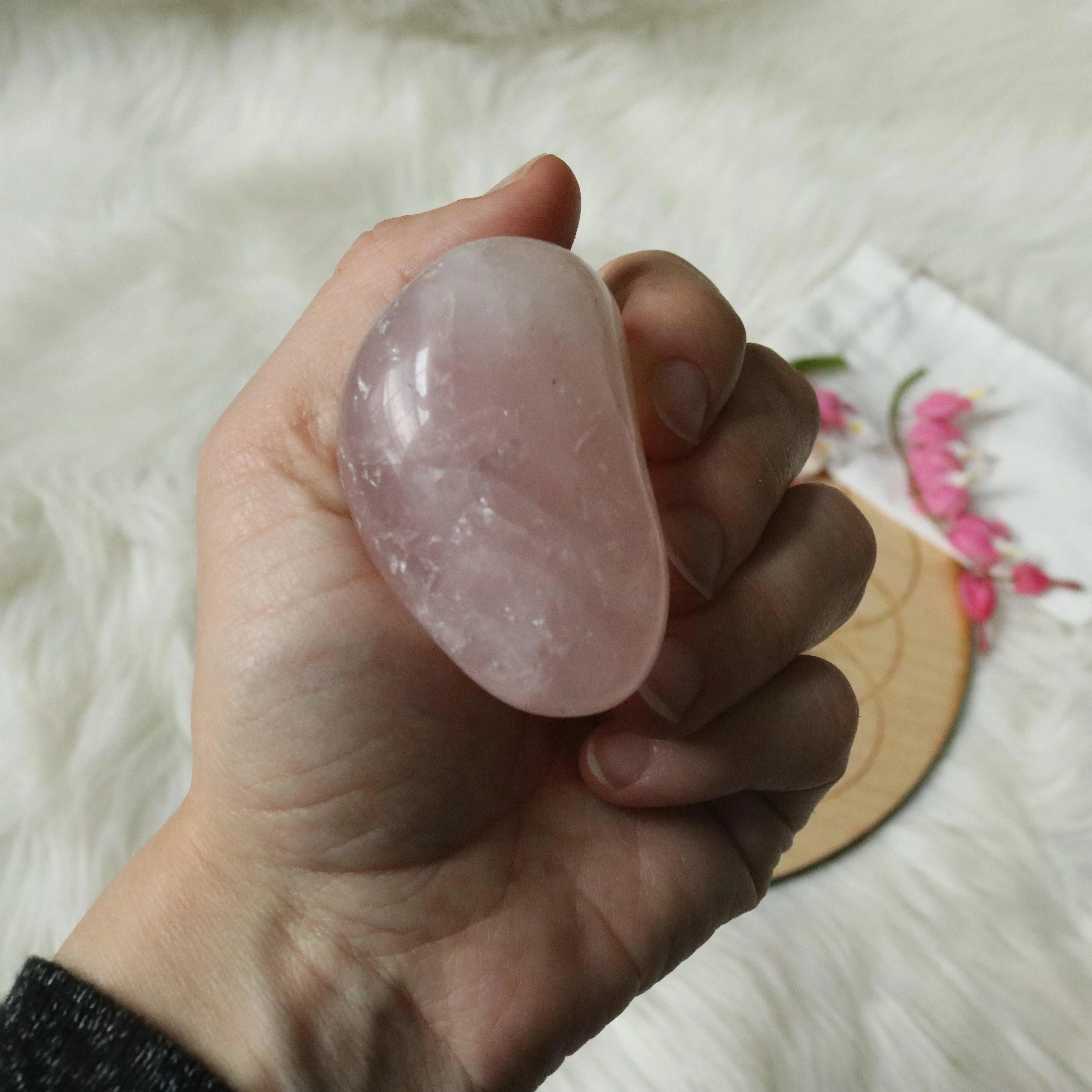 Sweet Pink Rose Quartz B Grade from Brazil~ Medium Hand Held Palm Stone