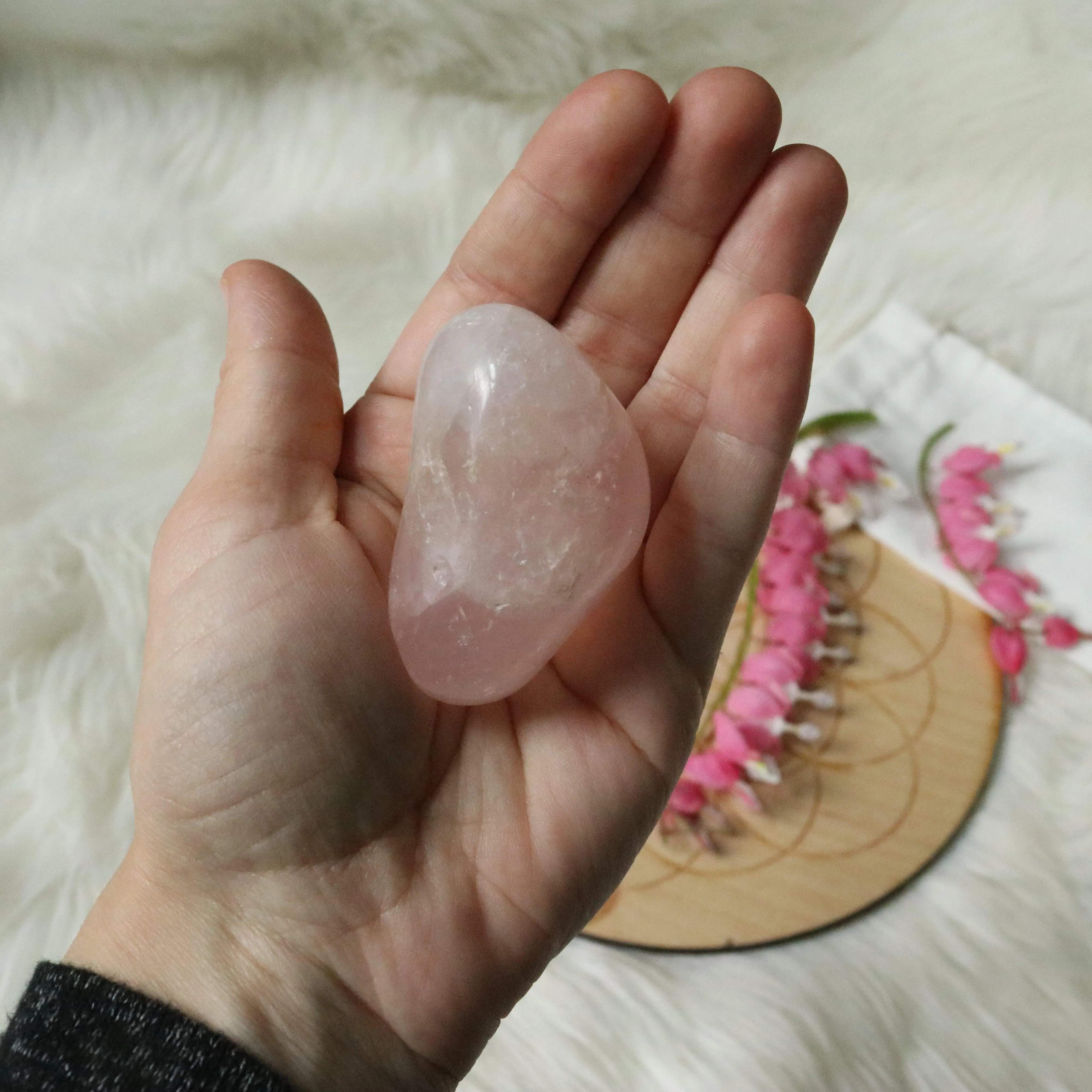 Sweet Pink Rose Quartz B Grade from Brazil~ Medium Hand Held Palm Stone