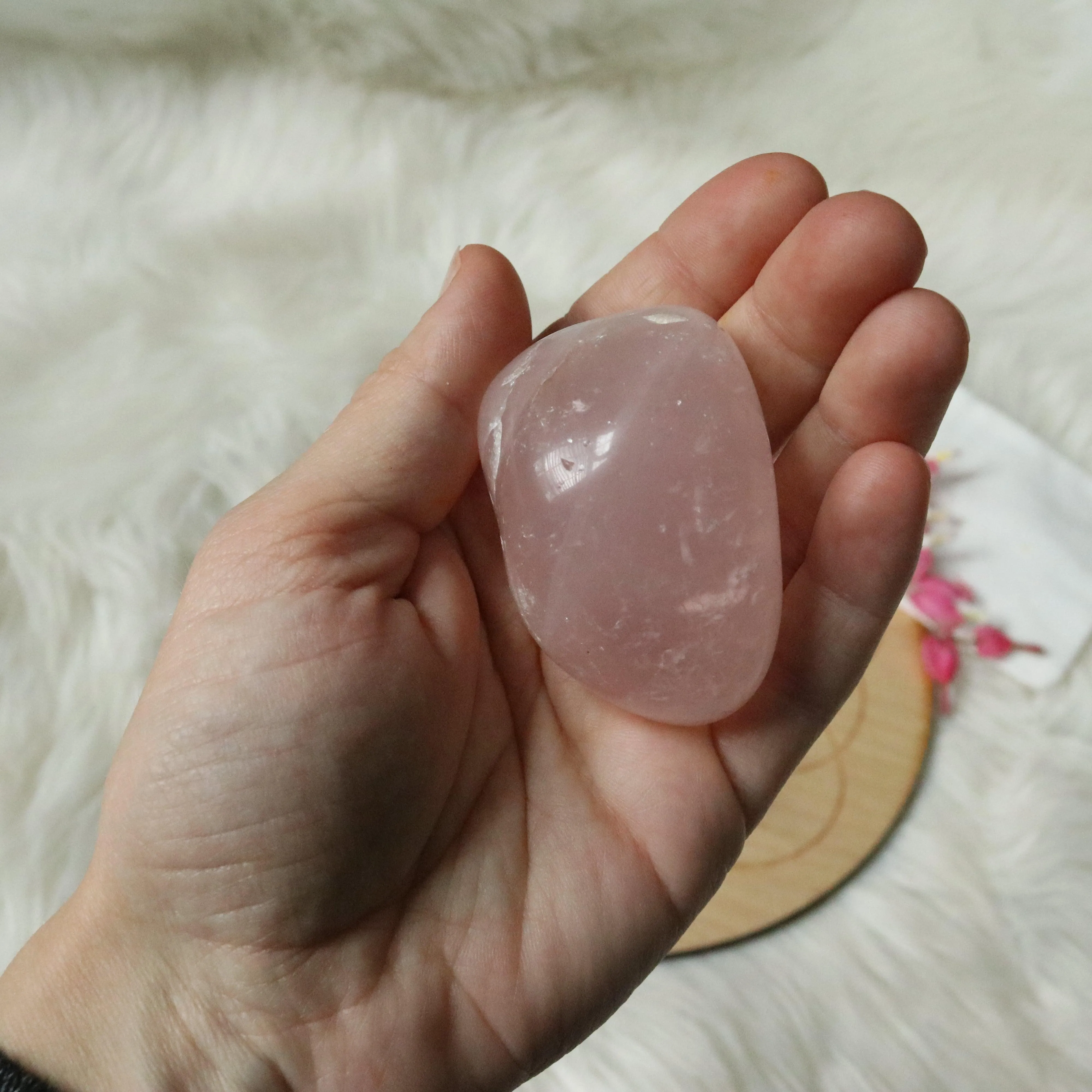 Sweet Pink Rose Quartz B Grade from Brazil~ Medium Hand Held Palm Stone