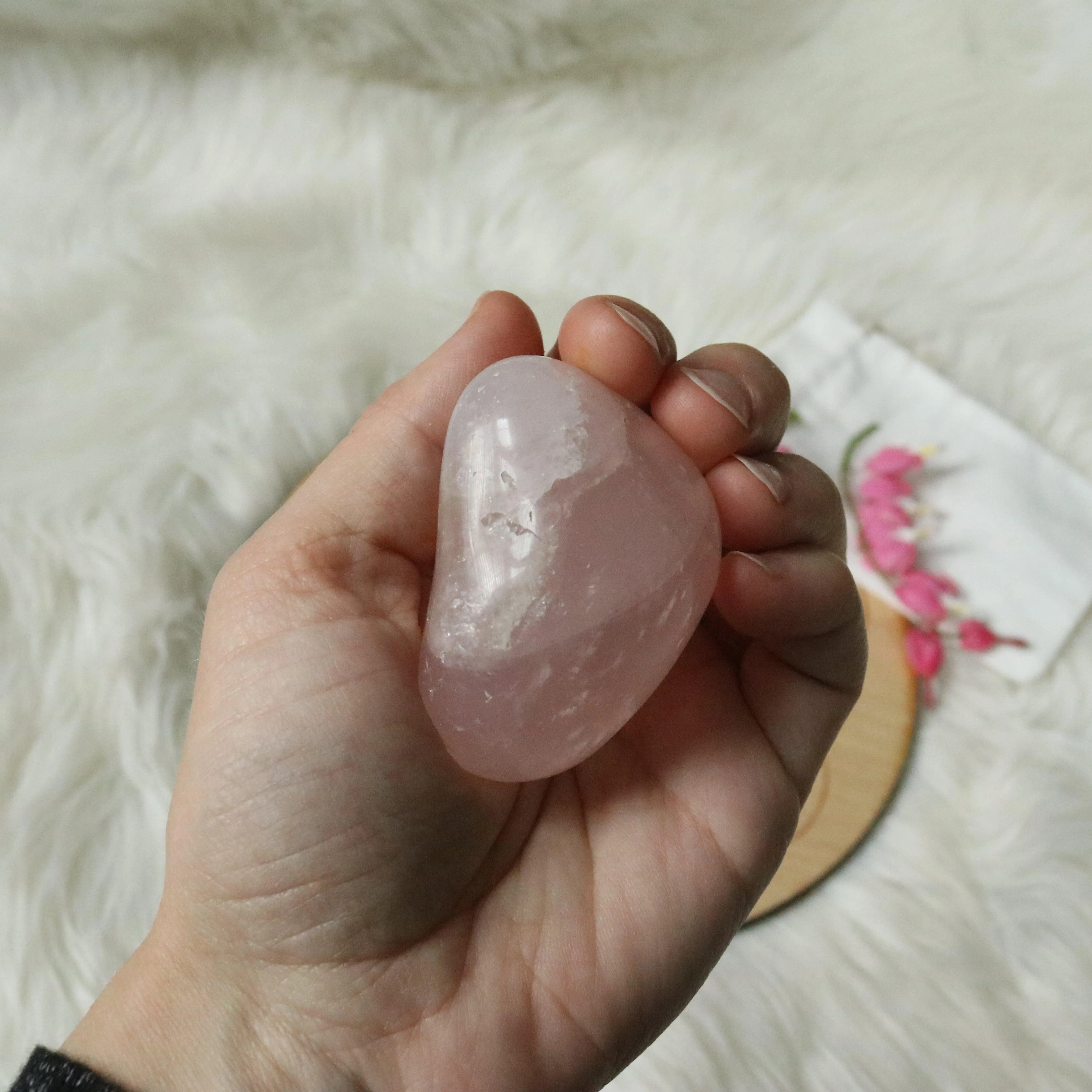 Sweet Pink Rose Quartz B Grade from Brazil~ Medium Hand Held Palm Stone