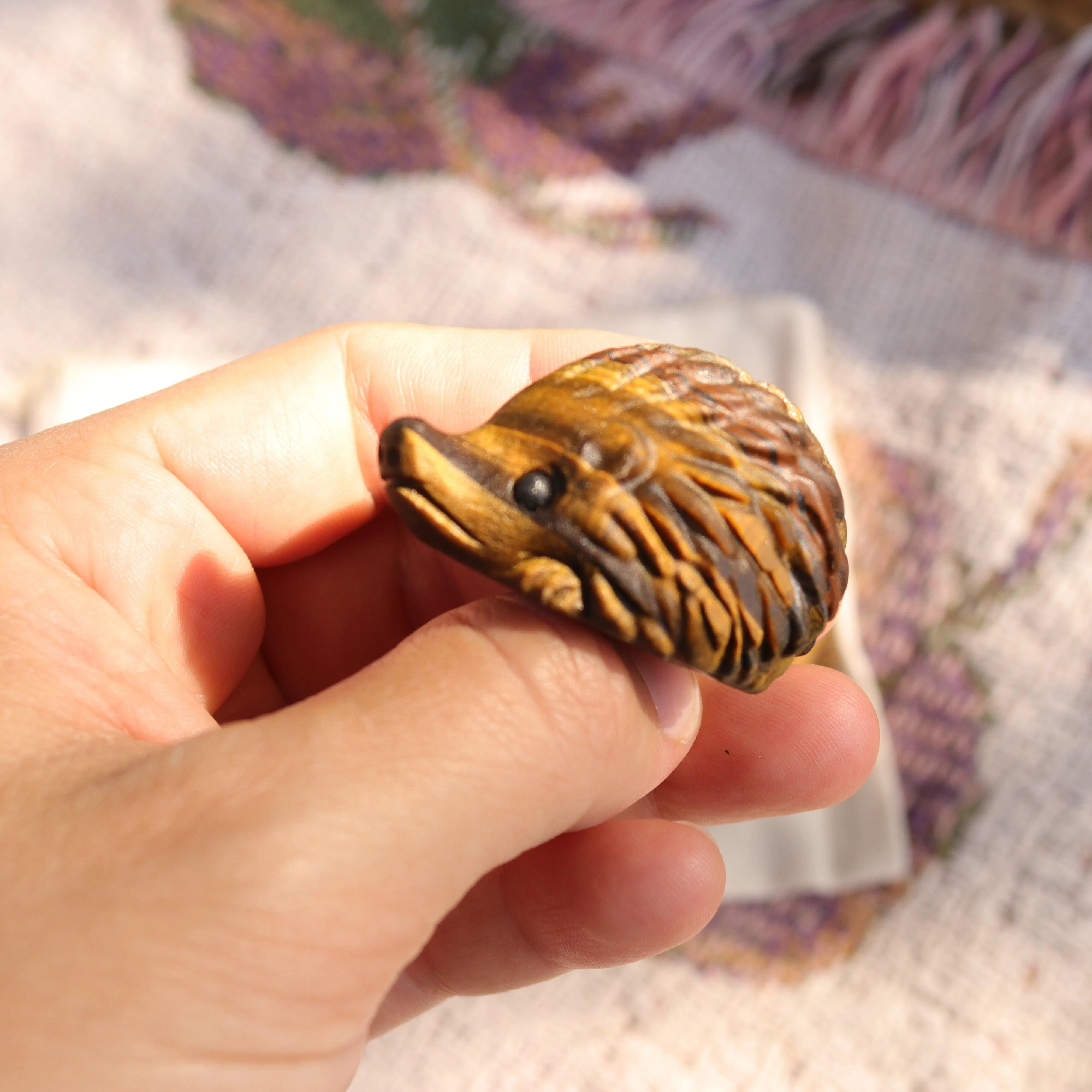 Tigers Eye Hedgehog Carving ~ Cutest Little Critter Carving