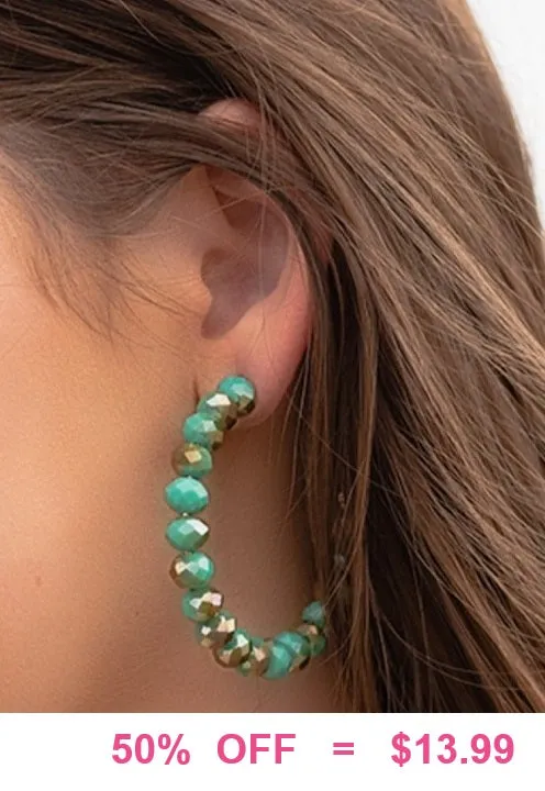 Turquoise & Bronze Crystal Hoop Earrings