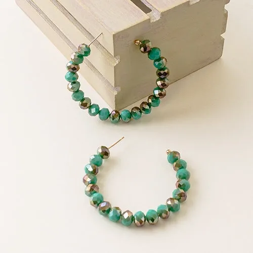 Turquoise & Bronze Crystal Hoop Earrings