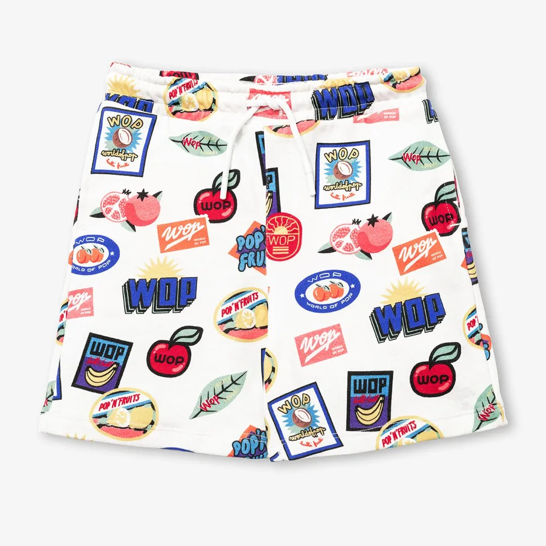 Tutti Frutti" printed shorts for children in organic cotton