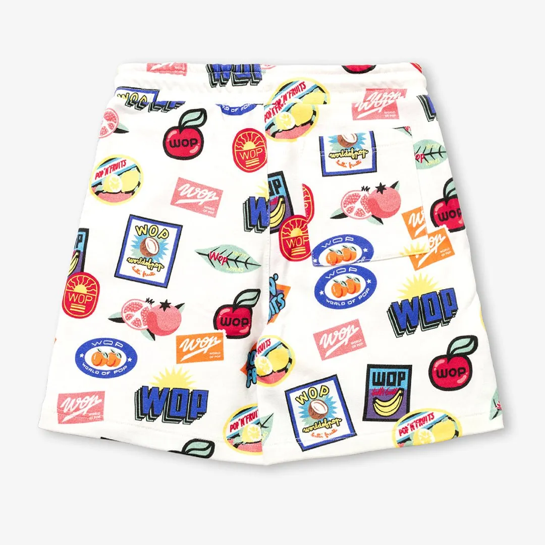 Tutti Frutti" printed shorts for children in organic cotton