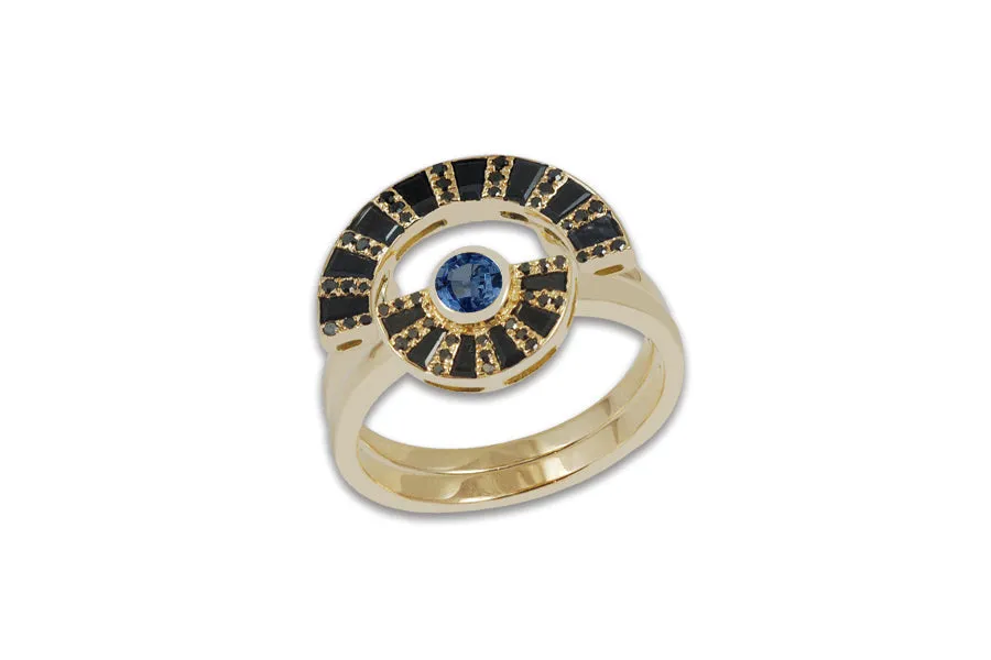 Twist Reflection Blue Sapphire Diamond Ring Jacket