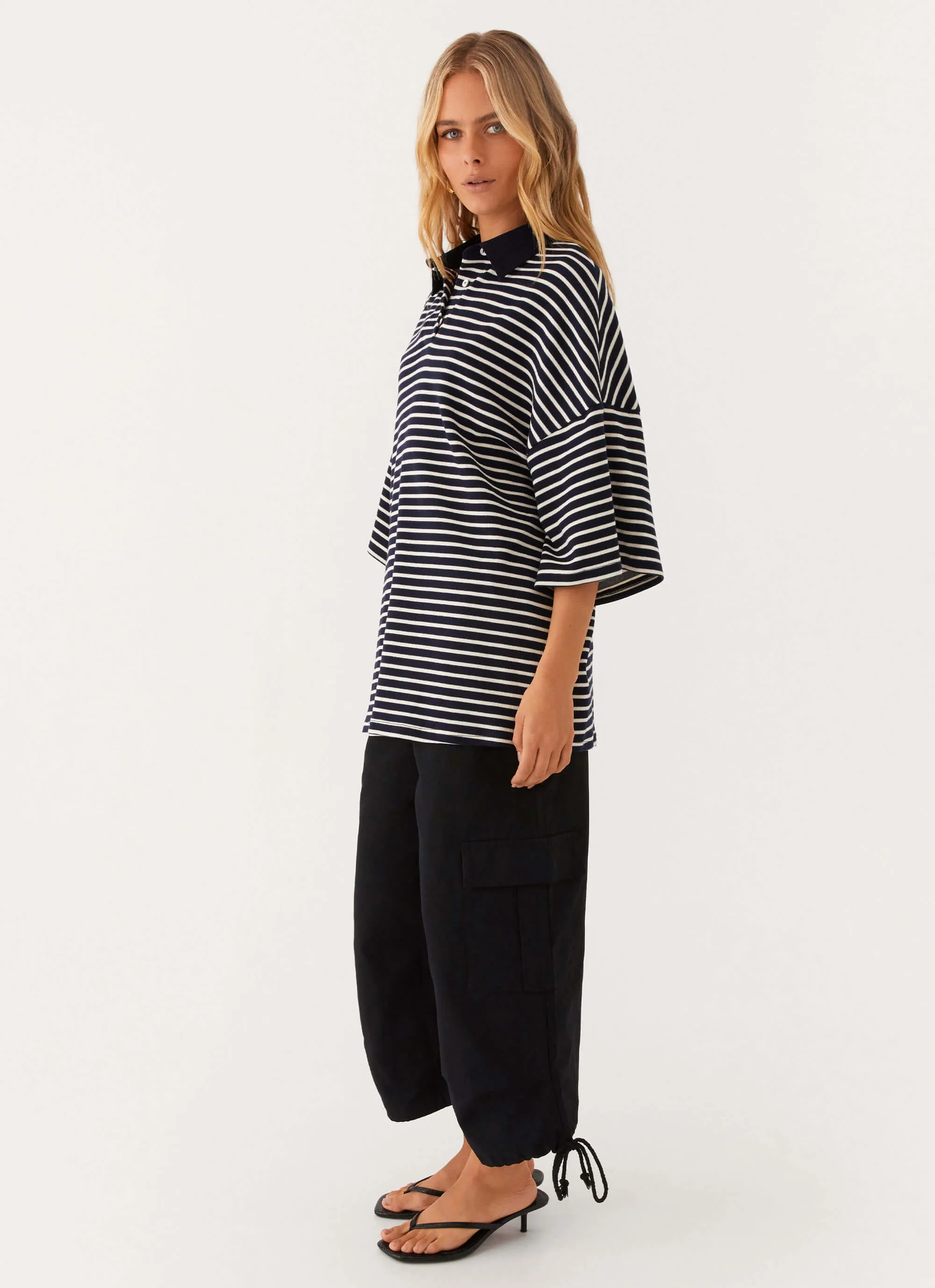 Undefeated Oversized Polo Top - Stripe