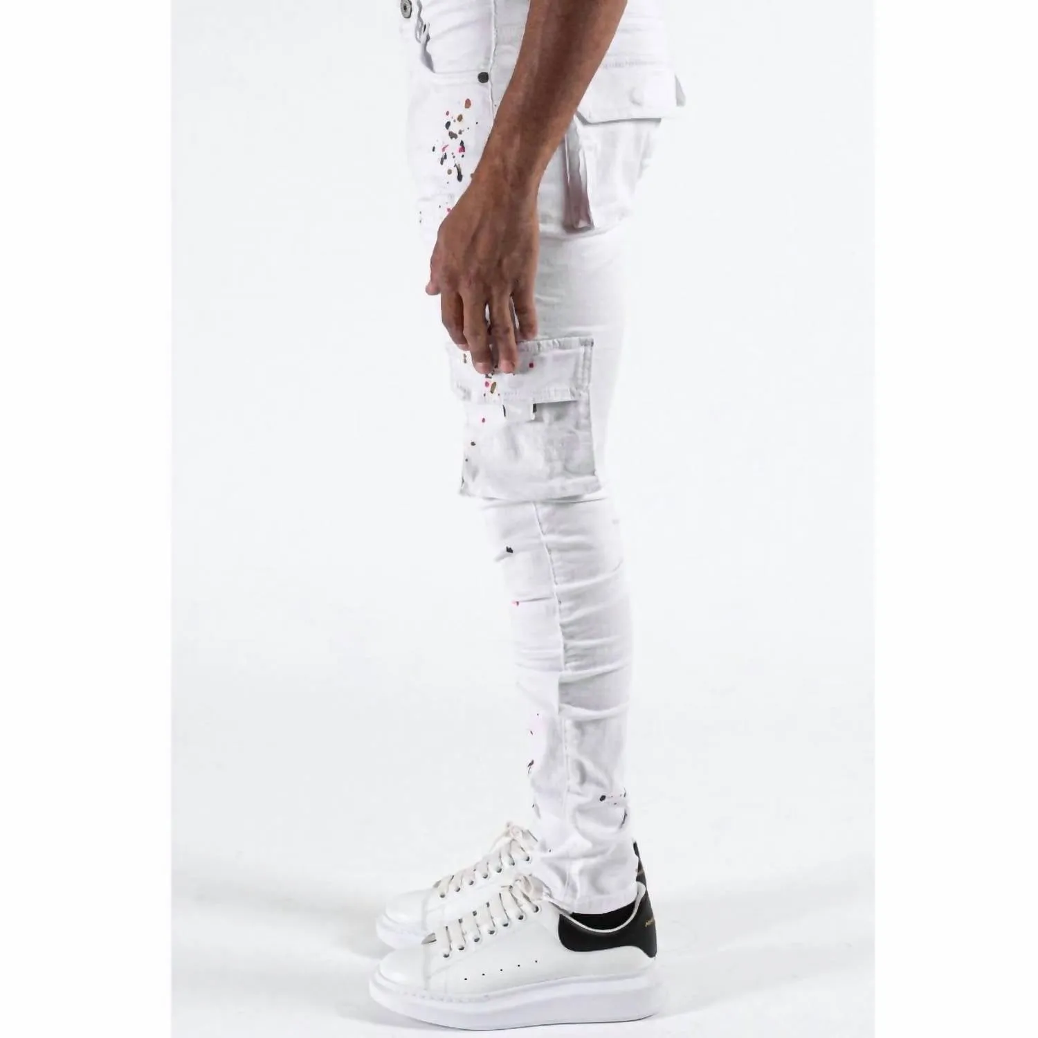 Universe Laws Cargo Jeans In White