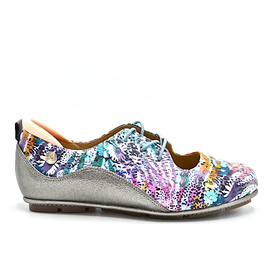 VIBE SLIP-ON FLAT - ABSTRACT PRINT & SILVER LEATHER