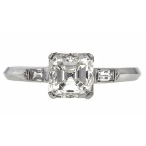 Vintage Engagement Ring, Asscher Cut Diamond 1.51ct.