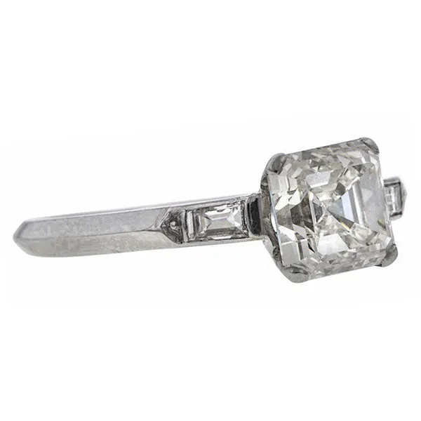 Vintage Engagement Ring, Asscher Cut Diamond 1.51ct.