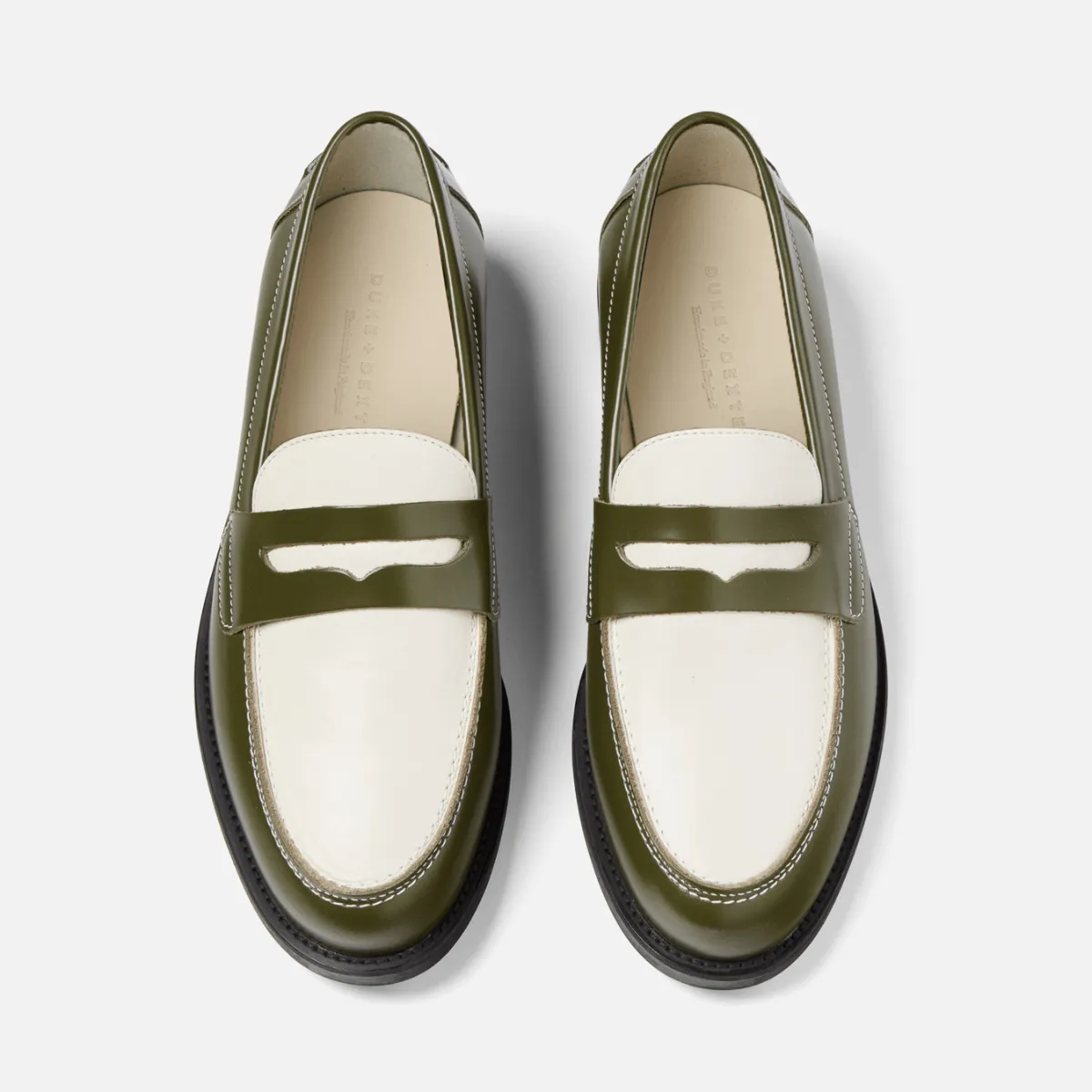 Wilde Olive   White Penny Loafer - Men's