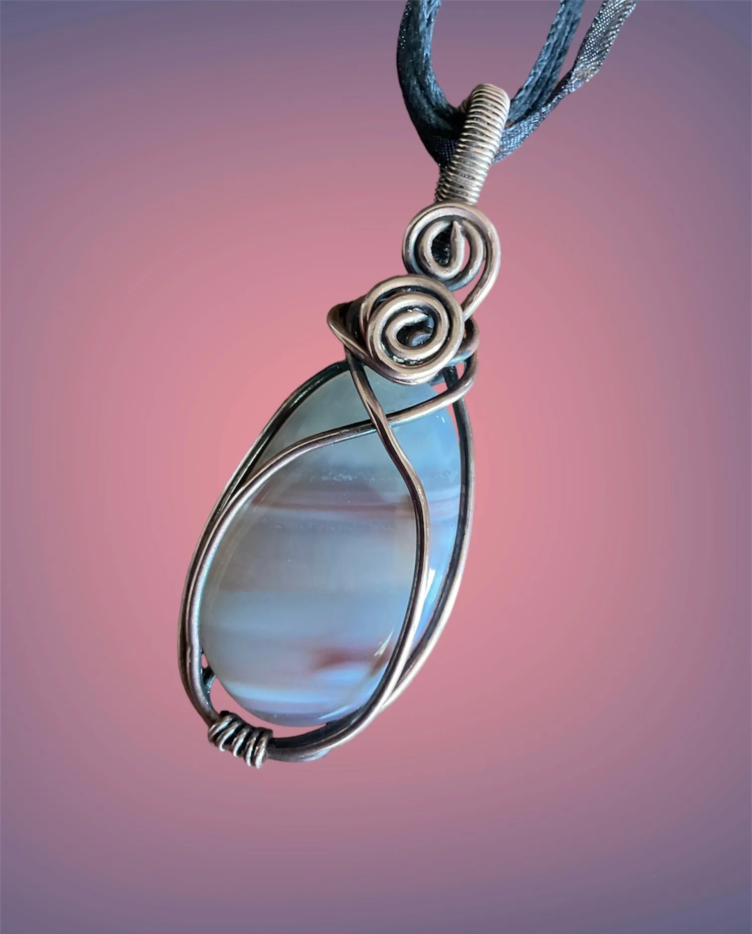 Wire Wrapped Striped Agate