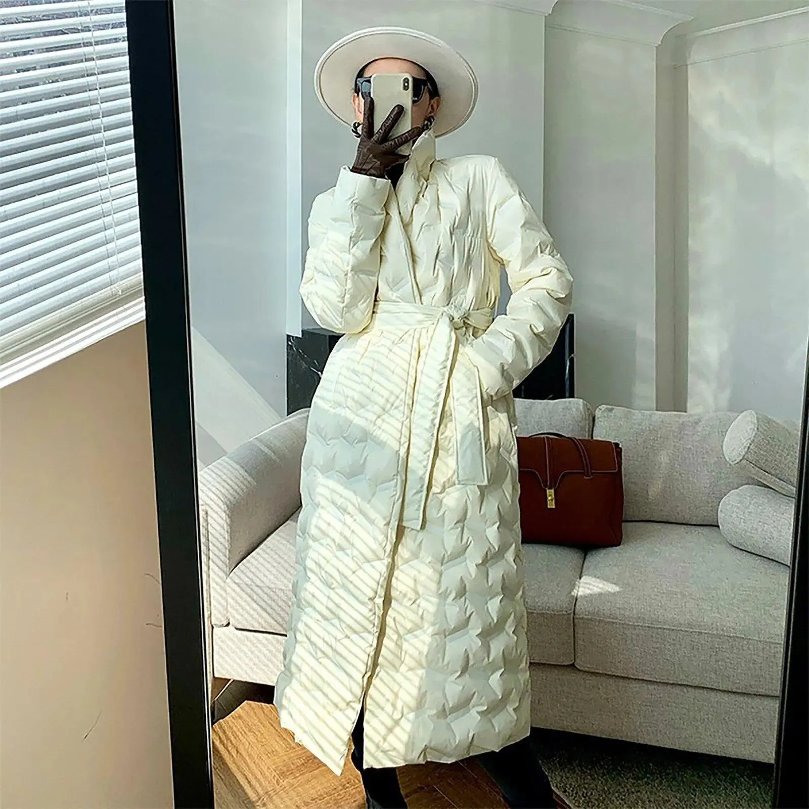 Women Off White Long Down Coat,Quilted Down Puffer Coat,Oversize Down Coat,Warm Puffy Coat,Black Shiny Down Puffer Coat,Long Parka Down Coat