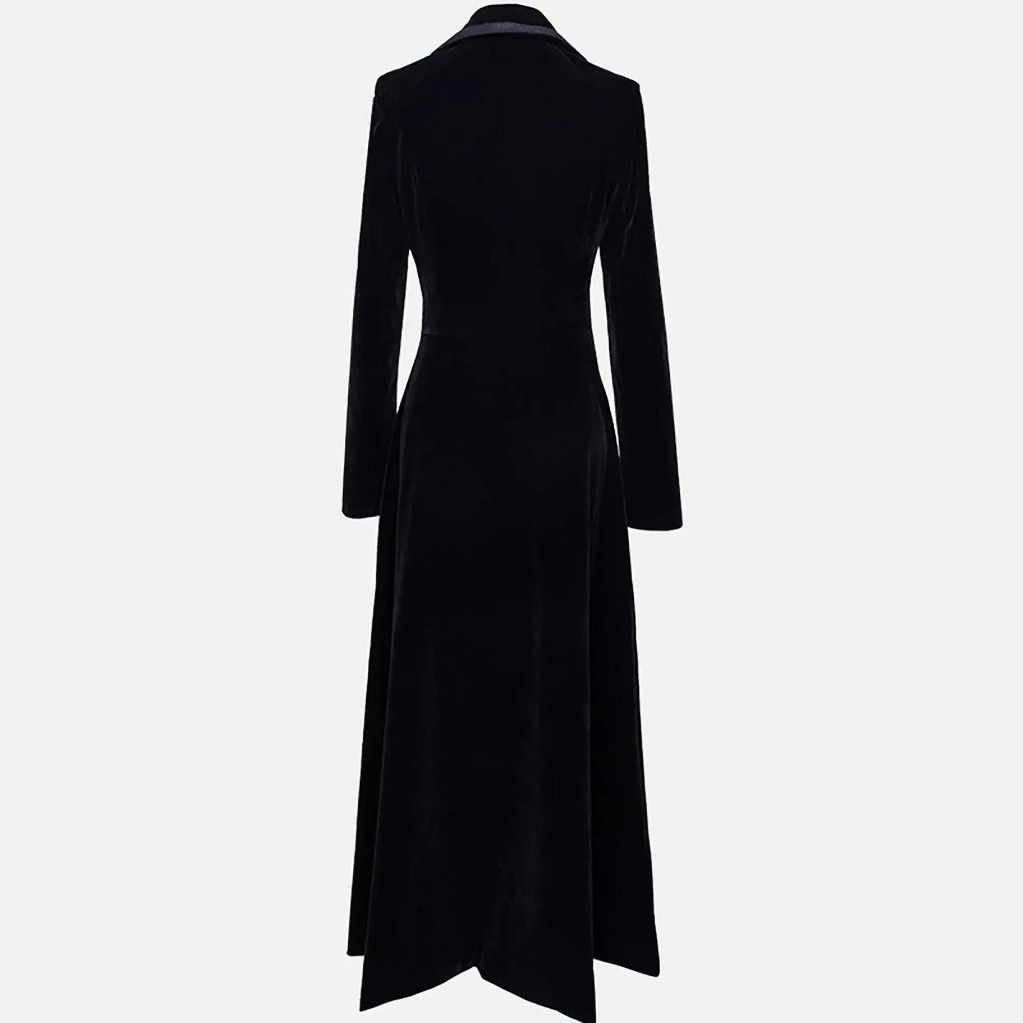 Women Winter Lapel Black Velvet Long Overcoat,Fall Trench Coat,Black Long Maxi Coat,Parka Overcoat Outwear,Blend Coat,overcoat female