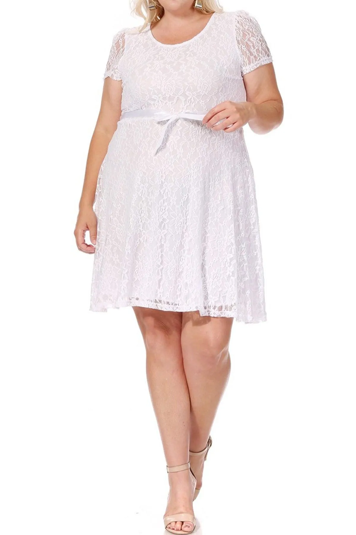 Women's Floral Lace Dress Short Sleeve Party Dress