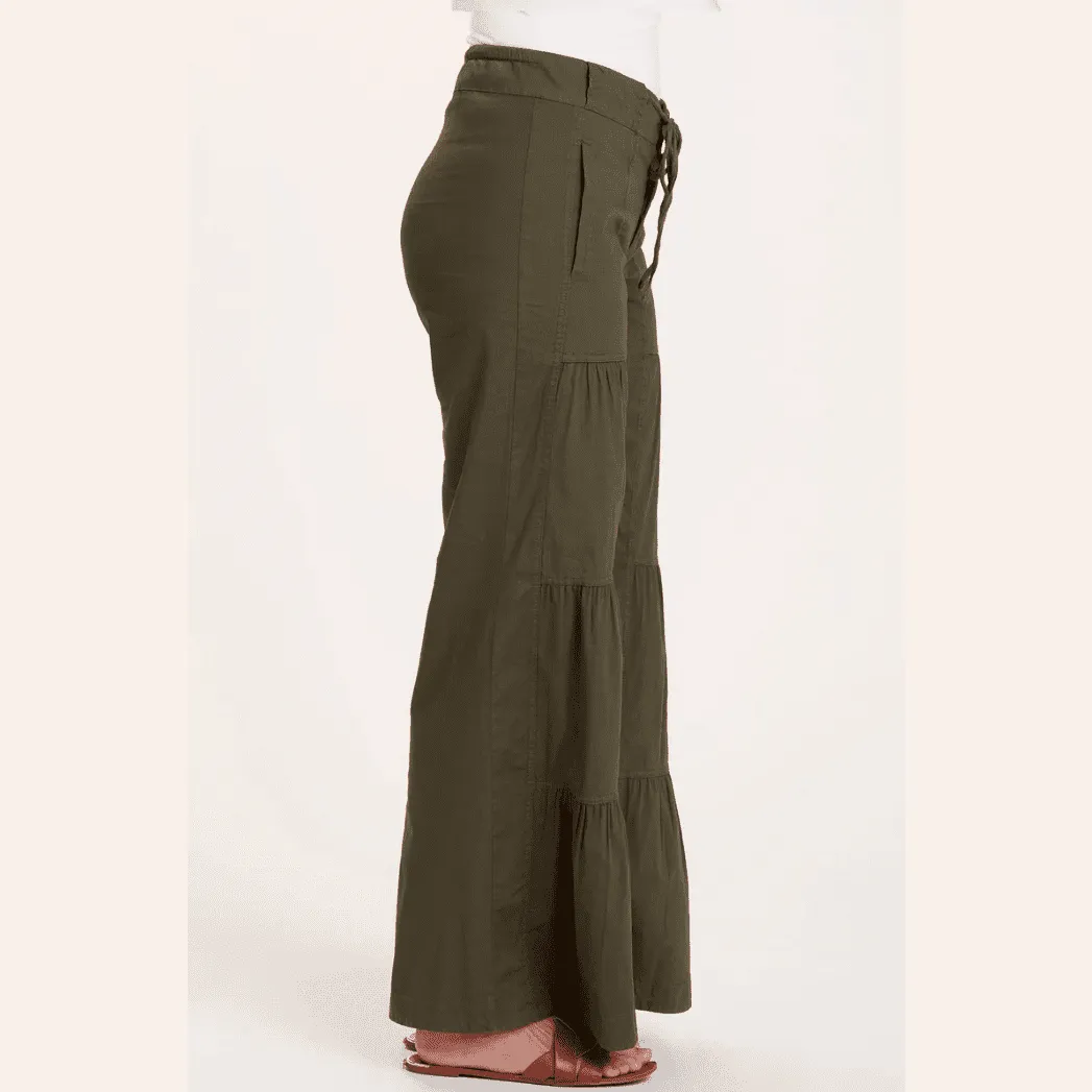 XCVI Wearables Terraced Wide Leg Pant in Olive