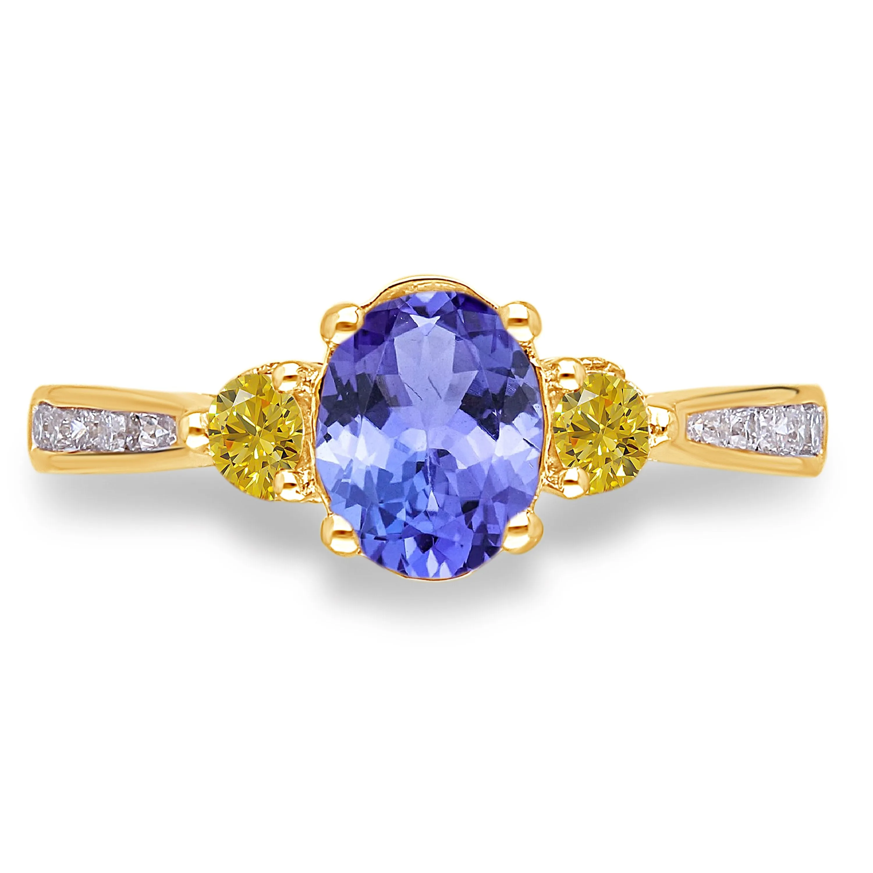 Yellow Gold Tanzanite & Yellow Diamond Heirloom Ring