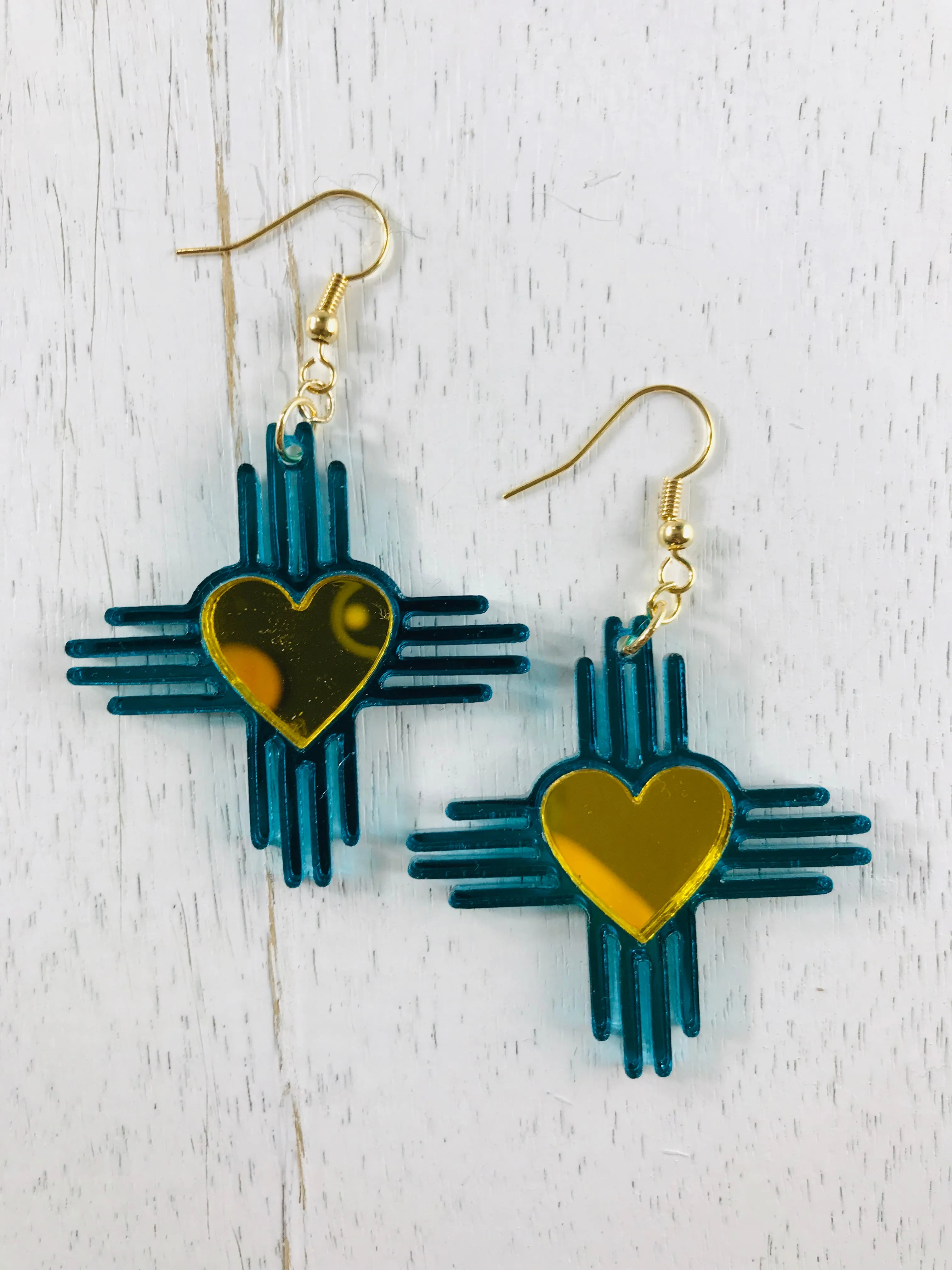 Zia NM Heart - Two Tone Earrings