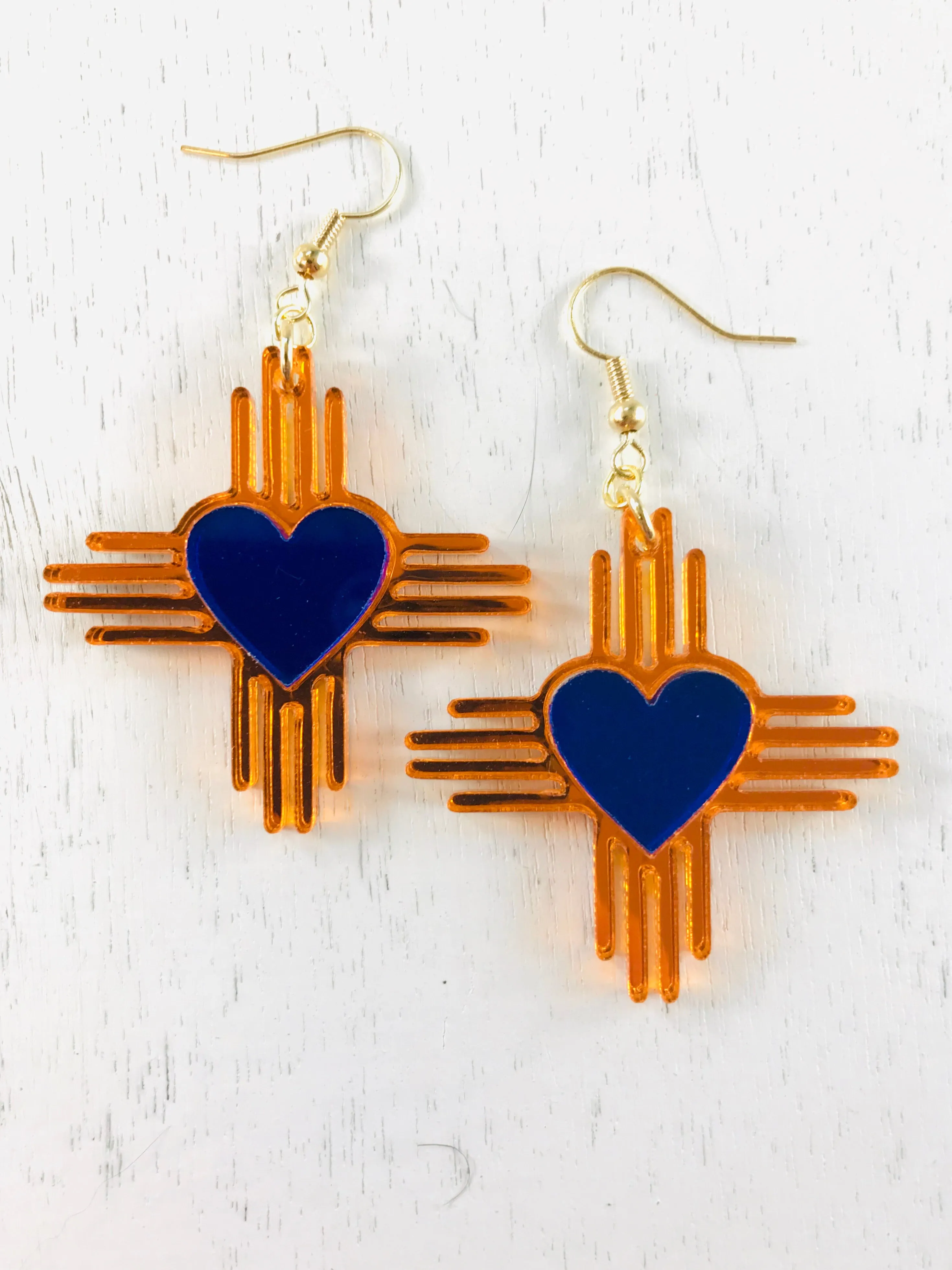 Zia NM Heart - Two Tone Earrings