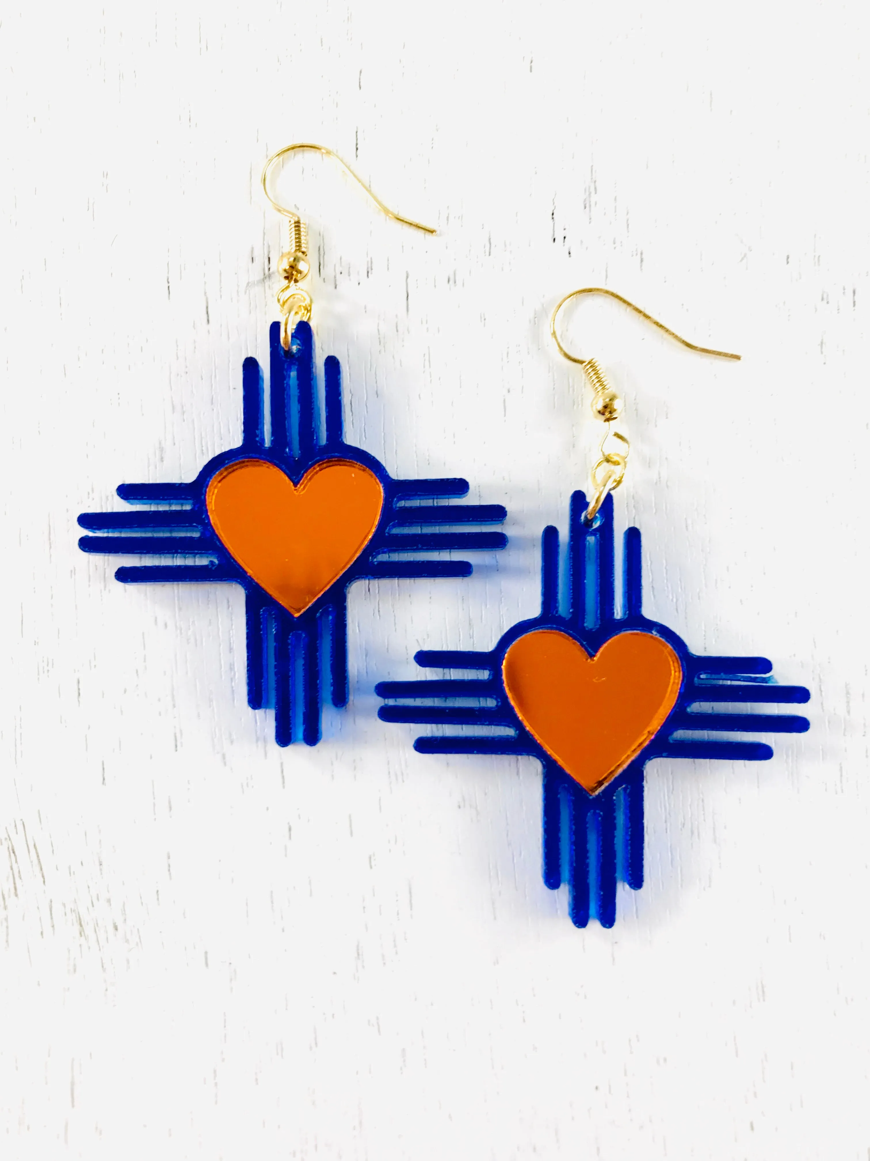 Zia NM Heart - Two Tone Earrings