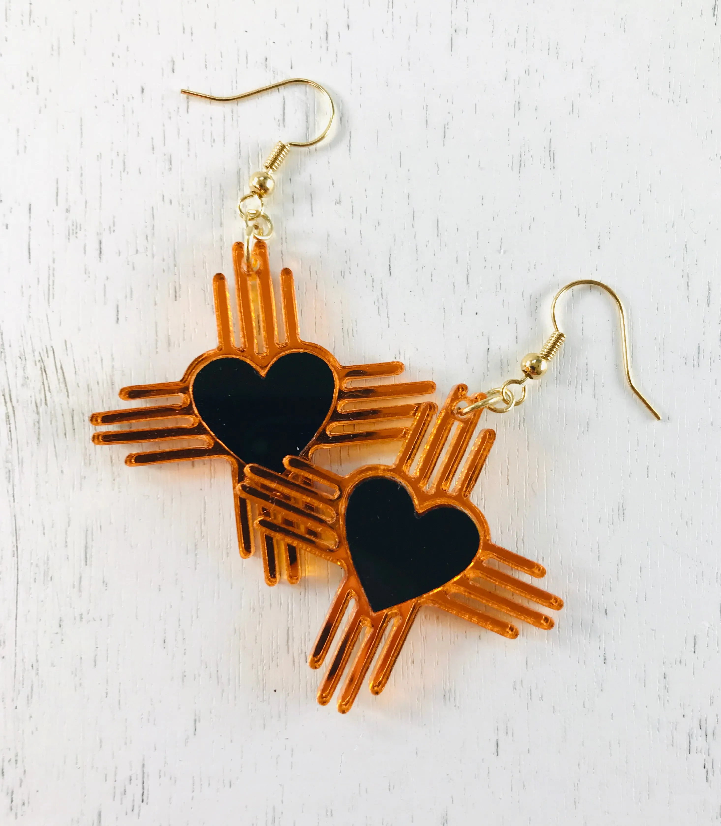 Zia NM Heart - Two Tone Earrings