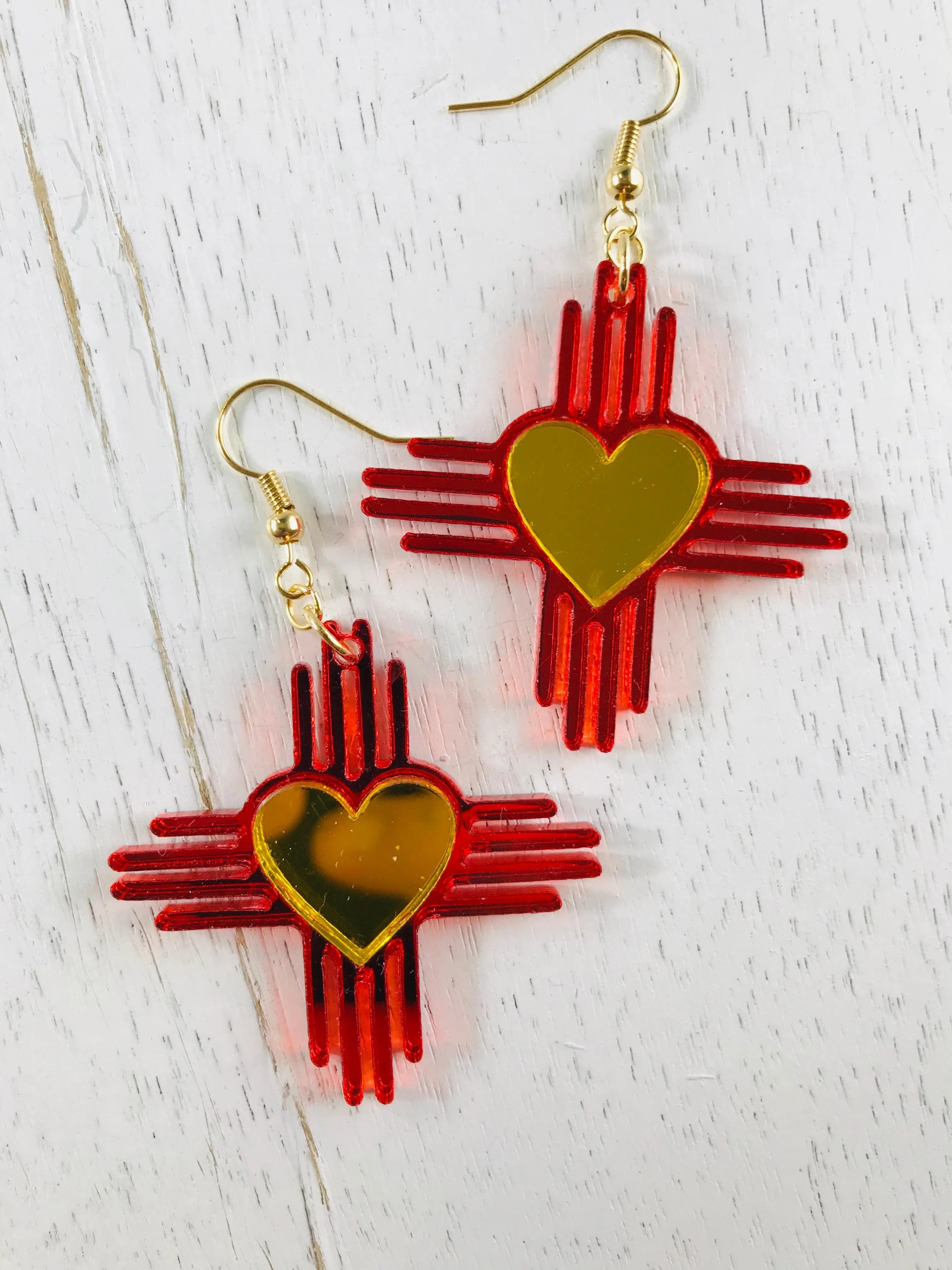 Zia NM Heart - Two Tone Earrings